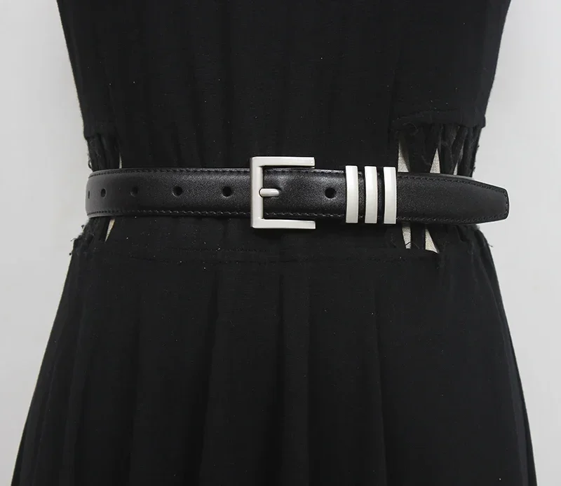 

Women's Runway Fashion Genuine Leather Cummerbunds Female Dress Corsets Waistband Belts Decoration Narrow Belt R1570