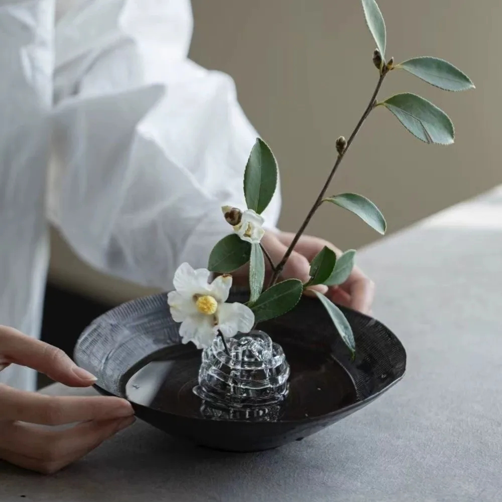 Creative Transparent Glass Ball Vase Minimalist Zen-Inspired Design Handmade Art Vase Unique Desktop Decoration Vase Office Desk