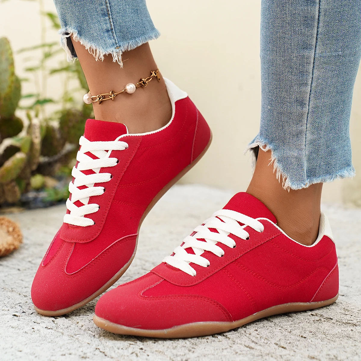 

2026 Women Sneakers Casual Walking Shoes Faux Suede Low Top Lace Up Flat Shoes Comfortable Lightweight Breathable Ladies Fashion