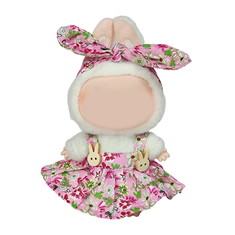 Vêtements de poupée Labubu de 17cm, accessoires, robe florale douce avec bandeau, poupées en peluche, changement de vêtements, cadeaux, jouets de jeu de simulation