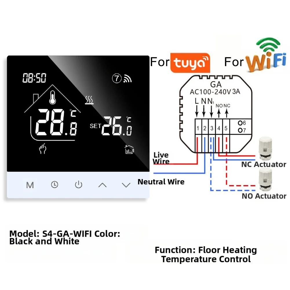 Voice Activated Smart Thermostat Home Heating 86*86*27MM Customizable Schedules LCD Touchscreen For Electric Heating