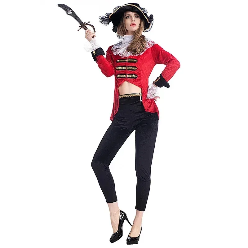 

Halloween Purim Party Costumes Women Sexy Pirate Costume Fancy Game Cosplay Clothing Top Pants For Women