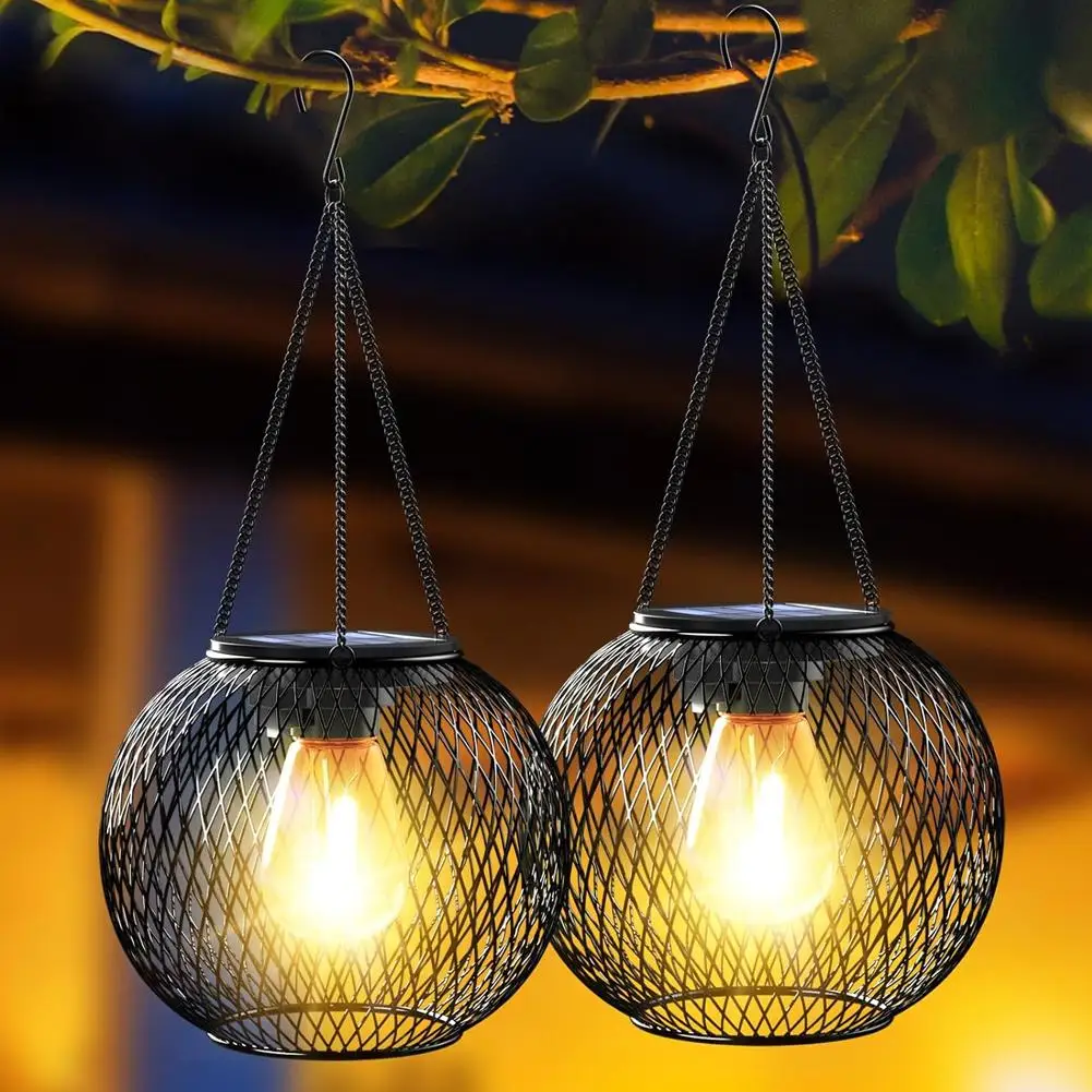 Solar Lantern Led Light Daylight Sensor Garden Lamps Lights Outdoor Waterproof Landscape Iron-art With Durable Chain Decor