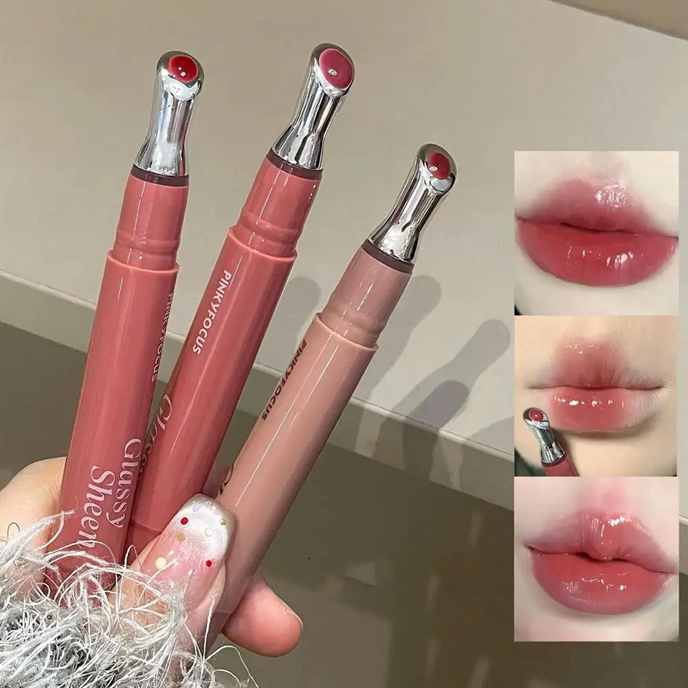 Mirror Watery Lip Gloss Iron Brush Head Jelly Lipgloss Moisturizing Lip Tint Lipstick Nature Nude Lips Makeup Cosmetics - view 5