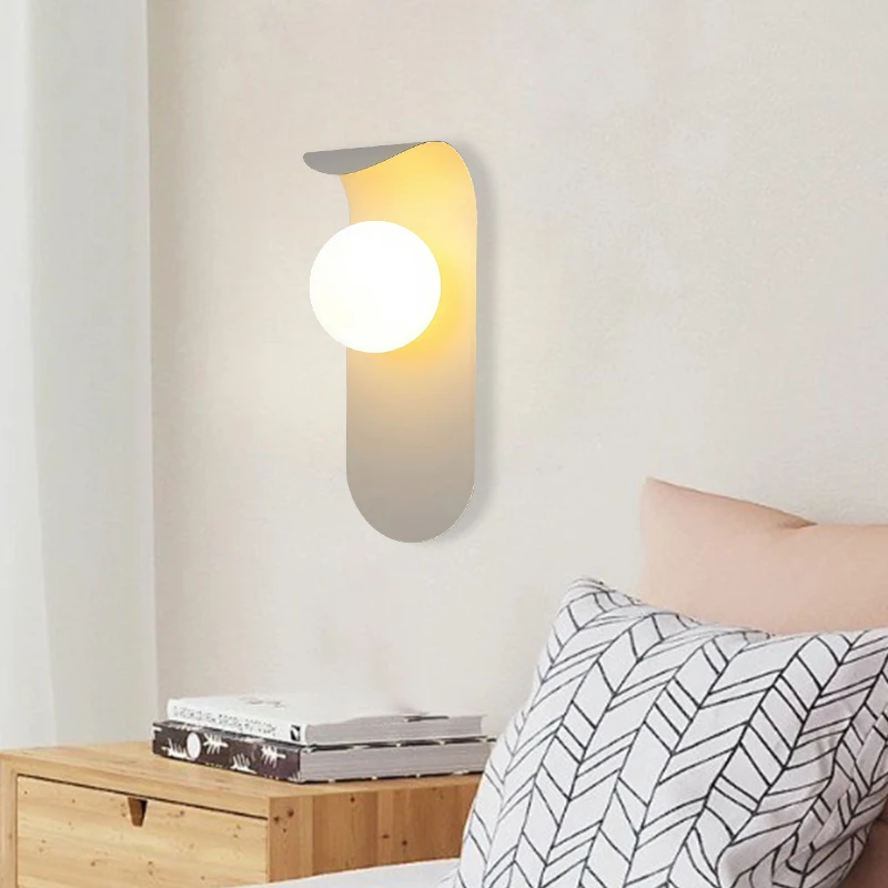 Bedside Indoor LED Wall Lamps with 9W G9 Bulb for Bedroom Living Room LED Wall Lights Wall Sconce with Glass Ball for Background