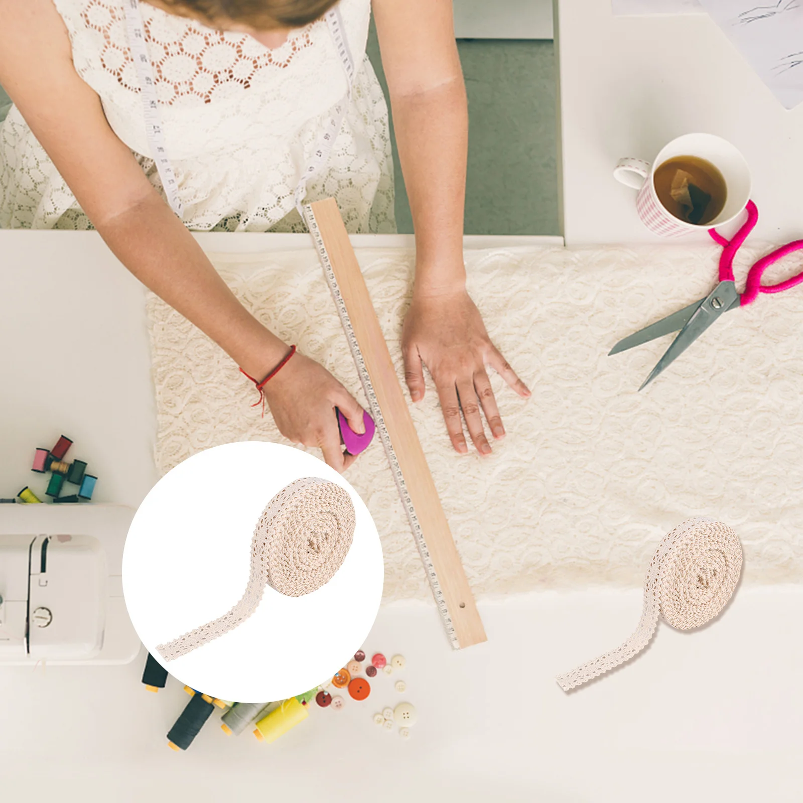 10 ياردة عالية الجودة التطريز الدانتيل القطن تقليم DIY بها بنفسك الحرف وسادة أريكة الديكور تصميم الأزهار التبعي #2