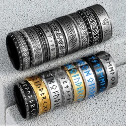 Bagues en acier inoxydable de la série Noeud celtique runes Viking pour hommes et femmes, bijoux de motard punk, cadeau créatif, vintage nordique, vente en gros