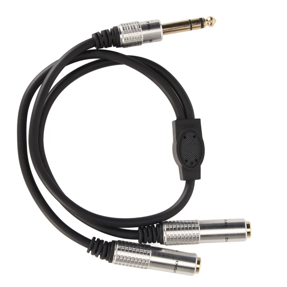 Aluminum Alloy 1/4 Inch Stereo Splitter Y Cable Plug and Play 19.7in 6.35mm Male to Dual 6.35mm Female Extension Cable