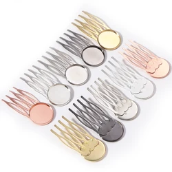10pcs Comb Hairpins Cabochon Base Copper Plated Blank Hair Clip Setting Cabochon Cameo 20mm Jewelry Accessories