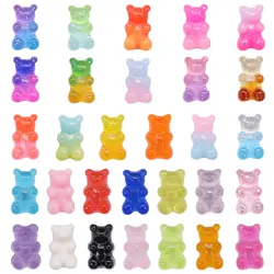 1-30PCS Cartoon Kawaii Colorful Animal Crystal Bear Resin Shoe Charms Buckle Clog Accessories Decorations Special Boy Girl Gift