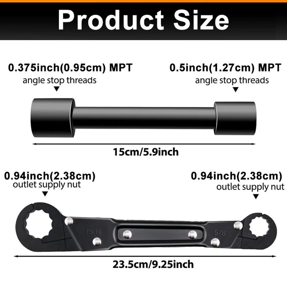 2 PCS Klucz do kranu wodnego Zestaw kluczy kątowych Dwustronny klucz do rur Klucz do kranu wodnego Narzędzie do demontażu pierścieni