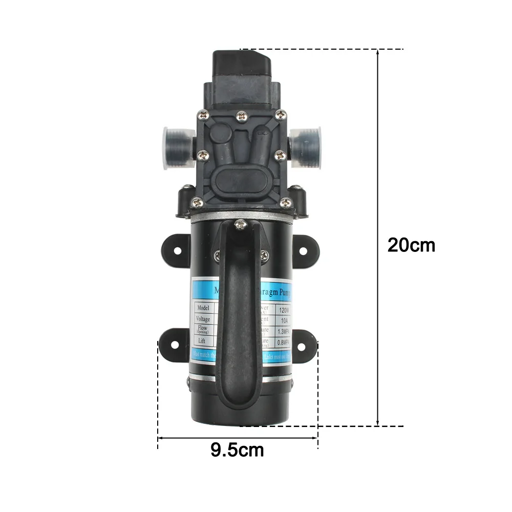 120W 10L/min Electric Water Film High Pressure Black Micro Water Pump for Agricultural Garden Water Sprayer Car Wash 12V 24V