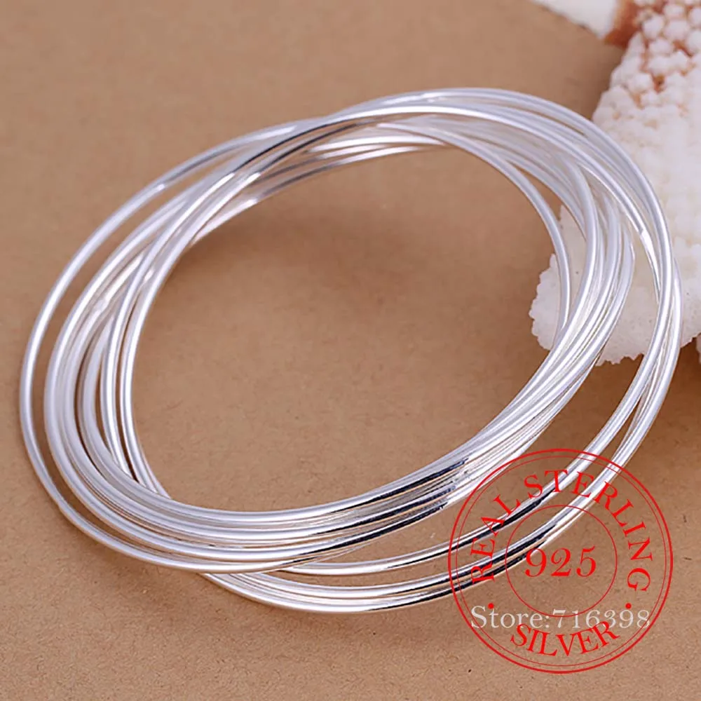 925 Sterling Silber Armband Solide Mode Persönlichkeit Einfache Glatte Armreifen Für Frauen Hochzeit Engagement Schmuck Zubehör