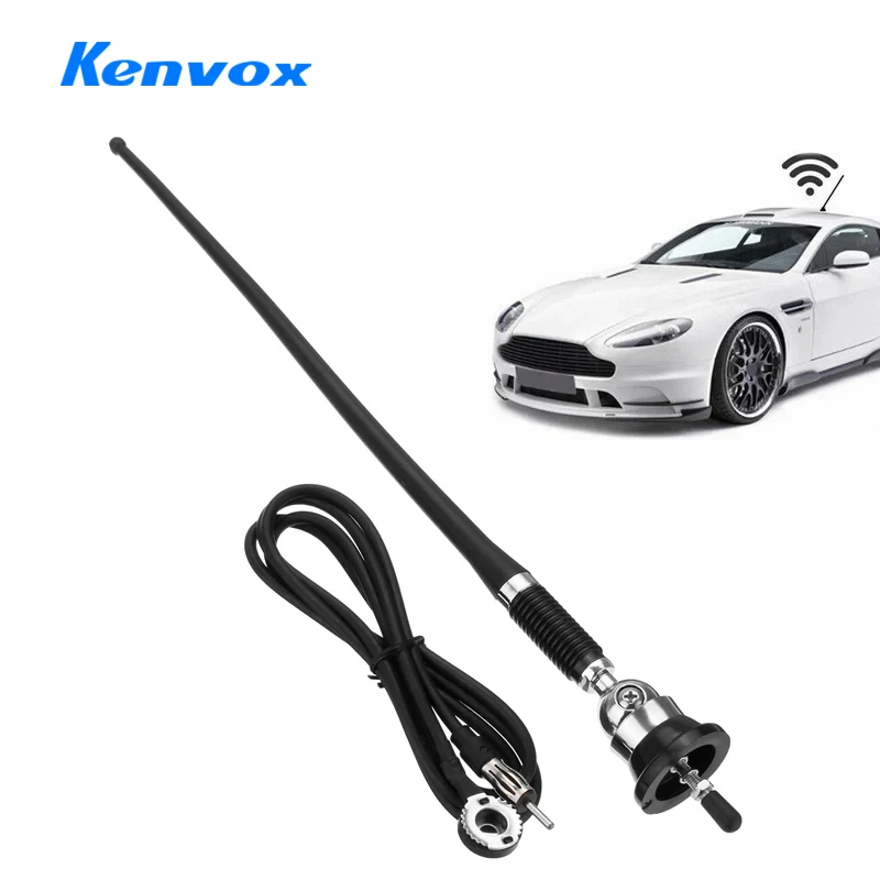 17inch Car Roof Radio Antenna Car Radio Aerial AM-FM Rubber Antenna with 180-degrees Swivel Base and 51
