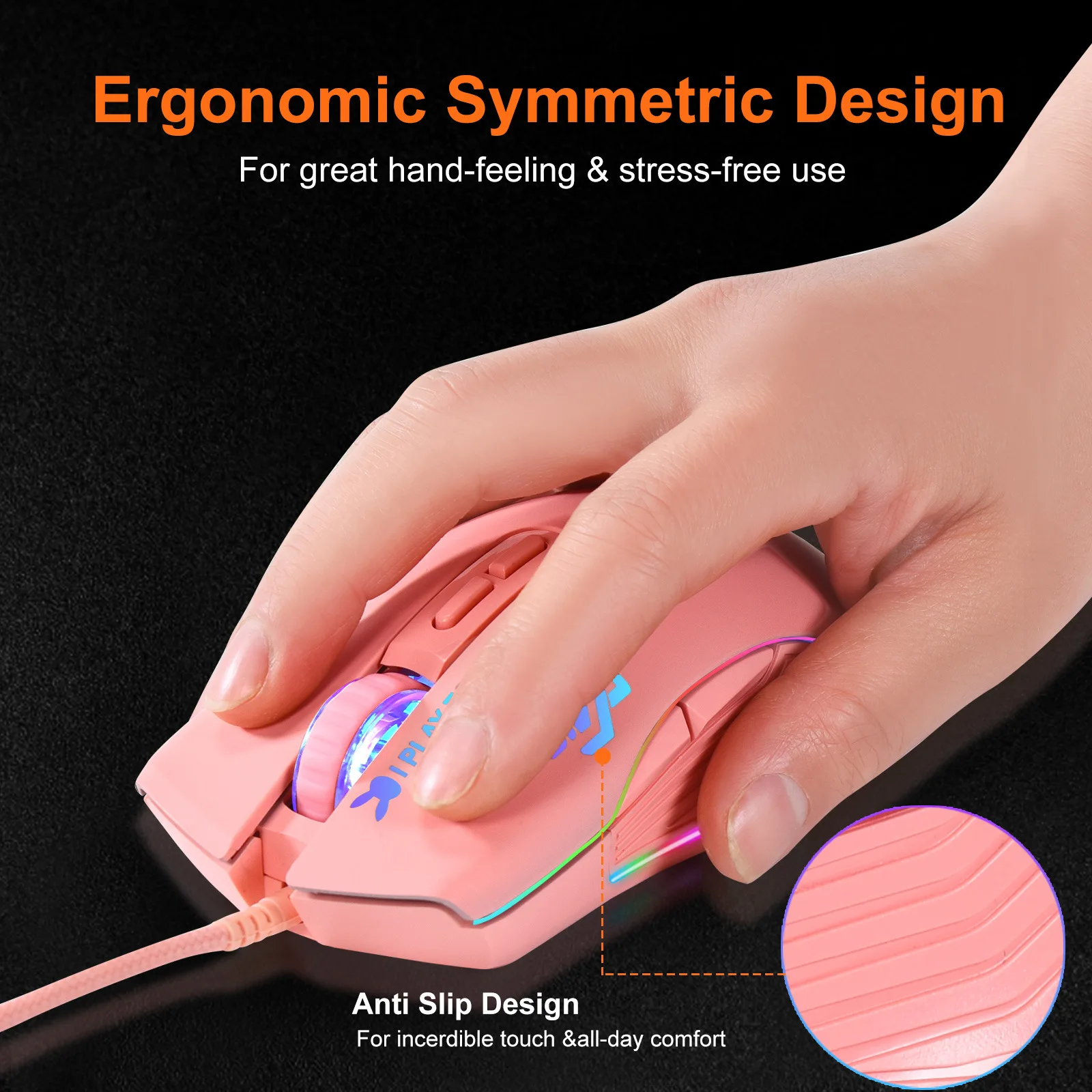 

Type-C Port Wired Gaming Mouse 7200DPI Adjustable RGB Lighting Macro Programmable USB-C Ergonomic Mice For Laptop Phone Tablet