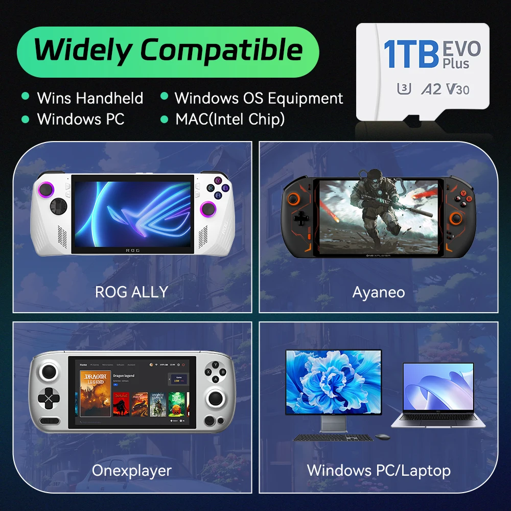 بطاقة TF للعبة Retrobat & Playnite سعة 1 تيرابايت مع 42467 ألعاب Retro & AAA لـ ROG ALLY/Onexplayer/Wins المحمولة/الكمبيوتر الشخصي لـ PS3/PS2/Switch/WiiU