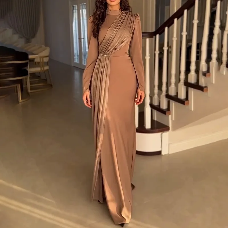 

Muslim Long Dress Abaya Women Party Dresses Maxi Gown Jalabiya Folds Dubai Abayas Kaftan Islam 2025 Vestidos Ramadan Morocco