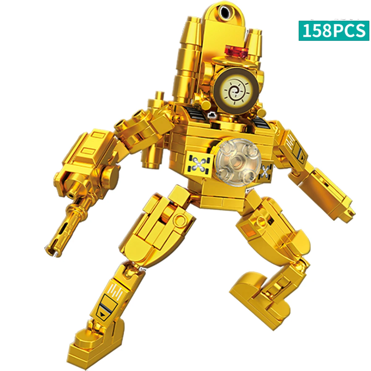 Gold Skibidi Toilet Man MOC Building Blocks Toys Titan Clock Man Female TV personality Model Diy Gift Toys For Children Kids