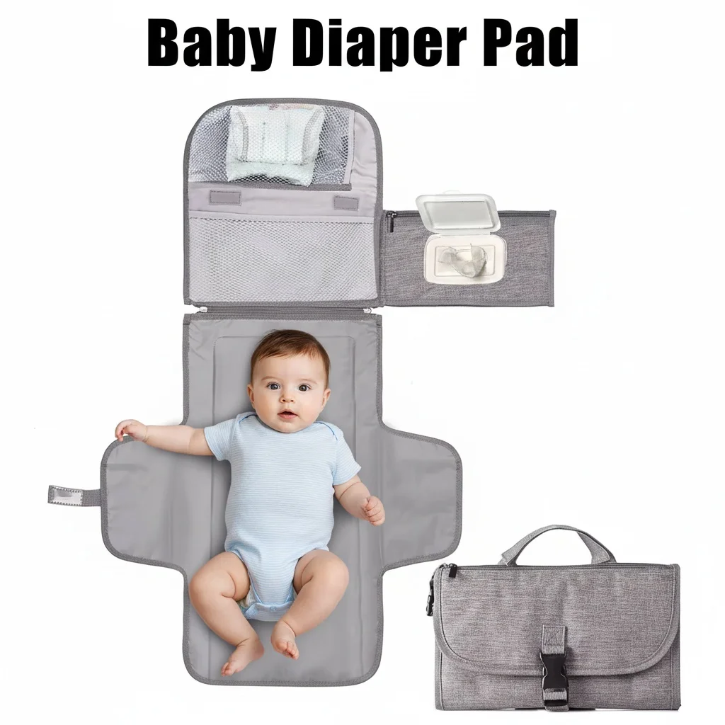Nouveau Couche-culotte pour bébé Portable matelas à langer pour sortir étendu pliable respirant nouveau-né étanche étanche