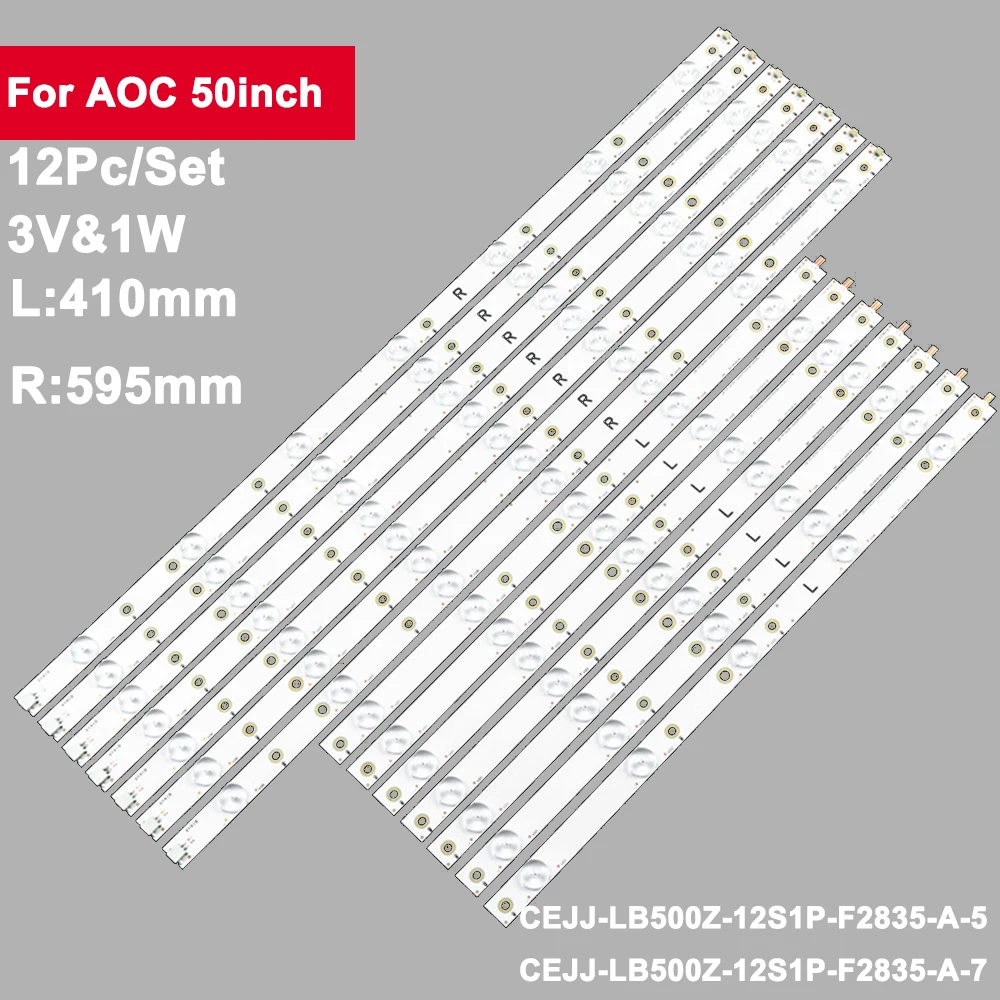 

12PCS Led Tv Backlights Strip For AOC 50" CEJJ-LB500Z-12S1P-F2835-A-5 50PUF6061-T3 LE50U7970 V50SD160 50PUF6481/T3 50PUF6701/T3