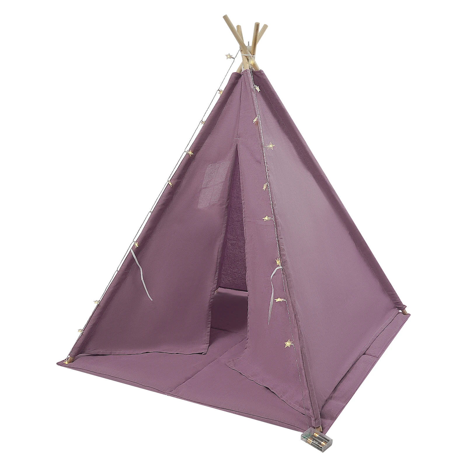 Tipi-Zelt für Kinder – Spielzelt aus 100 % Baumwolle und Leinen mit gepolsterter Matte und Sternlichtern, faltbares Indoor-Spielzelt für Mädchen und Jungen – Detail 22