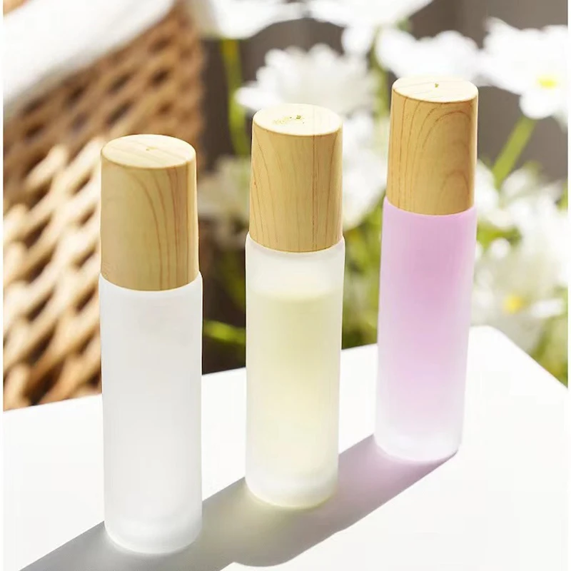 

24pcs/lot 10ml Frosted Roller Bottle With Stainless Steel Rollerballs Thick Glass Roll on Bottle For Essential Oil Aromatherapy