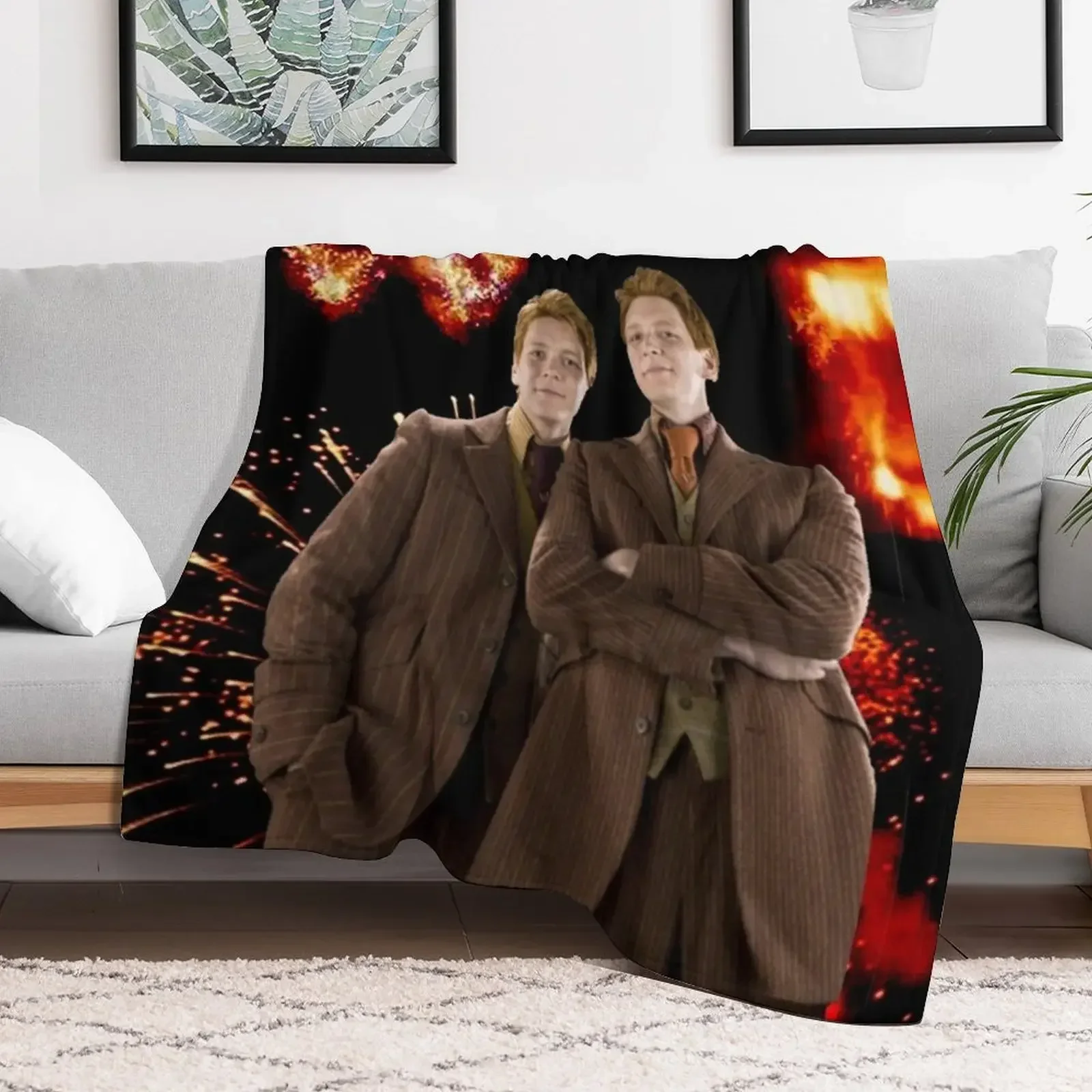 Fred and George Weasley Throw Blanket blankets and throws Summer Personalized Gift Flannel Fabric Blankets