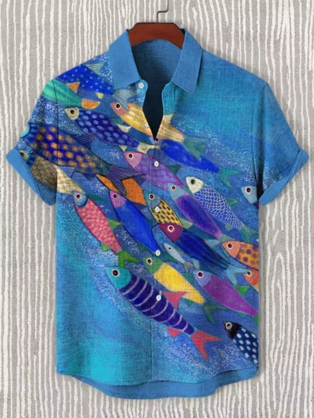 3D Print Summer Men's Shirt Casual Sea Life Graphic Short Sleeved Shirt Button Shirts Fashion Street Tops Hawaiian Shirt for Men