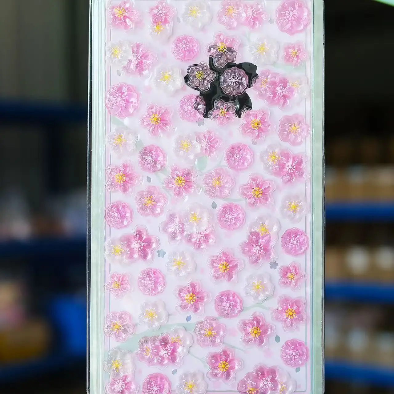 Autocollants de fleurs de cerisier, étui de téléphone périphérique créatif de dessin animé, autocollant Transparent, matériel de compte à main, cadeau d'anniversaire pour ami