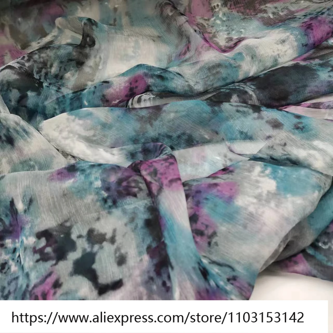 Zomer licht en licht transparant zijden crêpe stof 6momme chiffon jurk sjaal