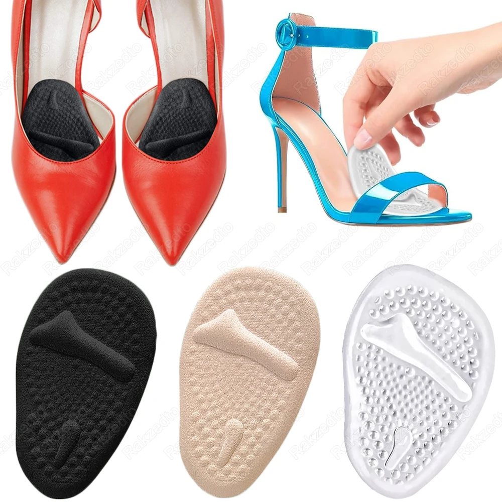 

4pcs Silicone Forefoot Pads for High Heels Sandals Non-Slip Self-Adhesive Gel Insoles for Woman Shoes Long Standing Pain Relief