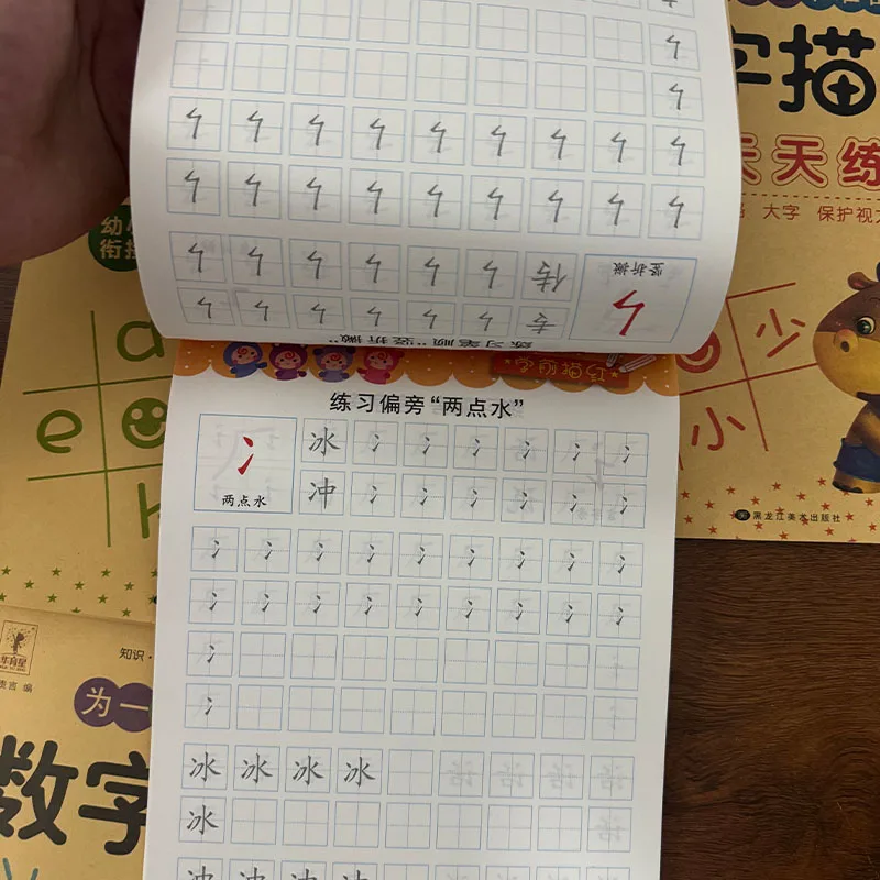 

Chinese Handwriting Practice Books Set for 3-6 Years Old Kids Number Pinyin Stroke Order Tracing Workbook