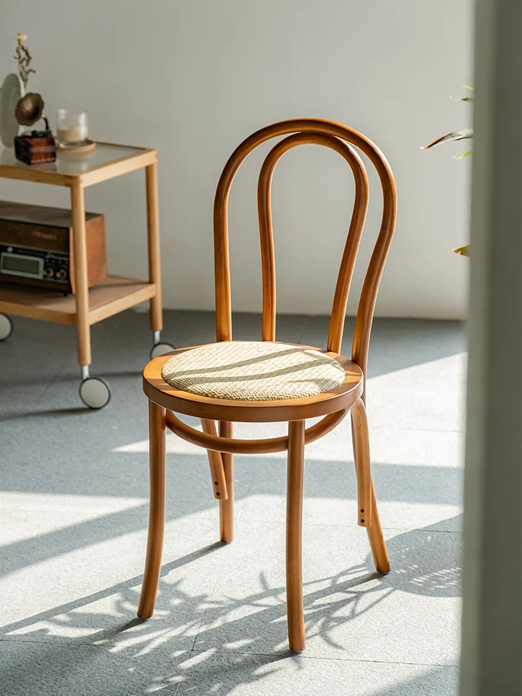 Mid-Oude Rotan Thonet Stoel Vintage Massief Houten Huishoudelijke Minimalistische Solette Stoel Fauteuil Nordic Sana Eetkamerstoel