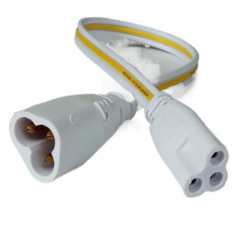 2pcs PVC Plastic LED Lamp Connecting Wire Copper 3Pin .LED Tube Integrated Three Hole Plug Wire White