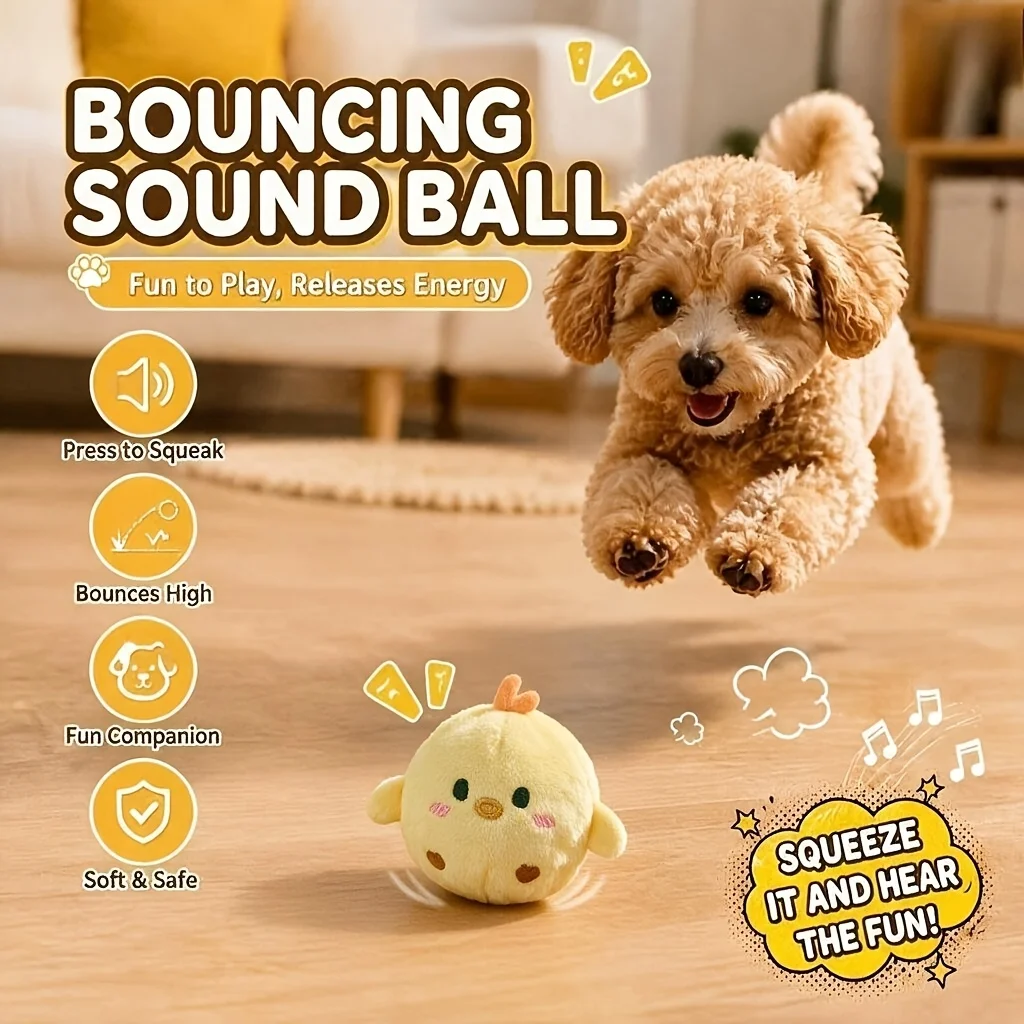 Interaktiver Quietschender Springender Kükenball – Kaubeständiges, langsam zurückfederndes Haustierspielzeug für Hunde & Katzen, Langeweile-Bekämpfer, lustiges Sound-Geschenk – Detail 3