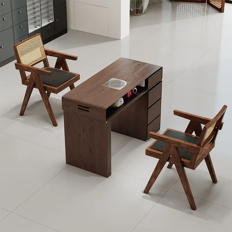 medieval wooden nail desk professional multifunctional large capacity manicure tables with dust extractor mesa de uñas furniture