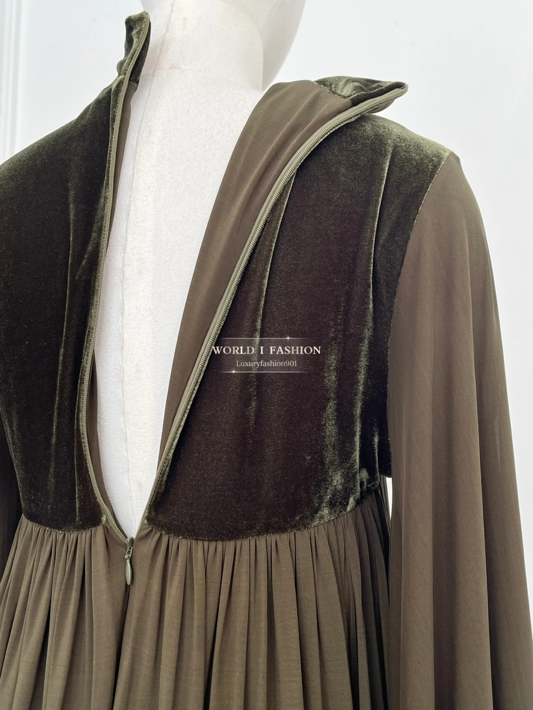 2025년 신상 패셔너블 다크 브라운 루즈 롱 슬리브 불규칙한 밑단 미디 드레스 여성용