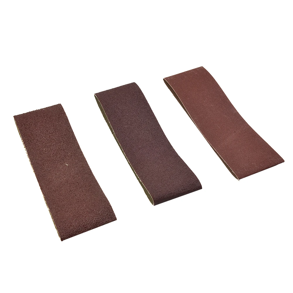 Alumina Sand Abrasive Belt, 76 x 533mm (3*21 inches), 3pcs 40/80/120 Grit, Suitable for Grinding Non Metallic Materials