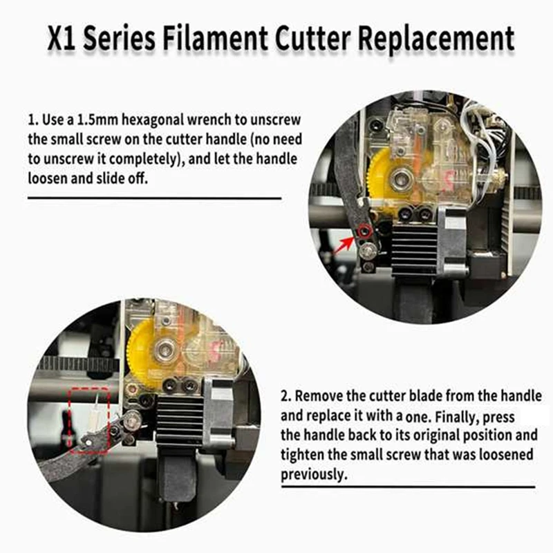 Replacement Filament Cutter Blades for X1/P1/A1/ Cutting Blades Prevent Filament Jams [No.3 Elnic]