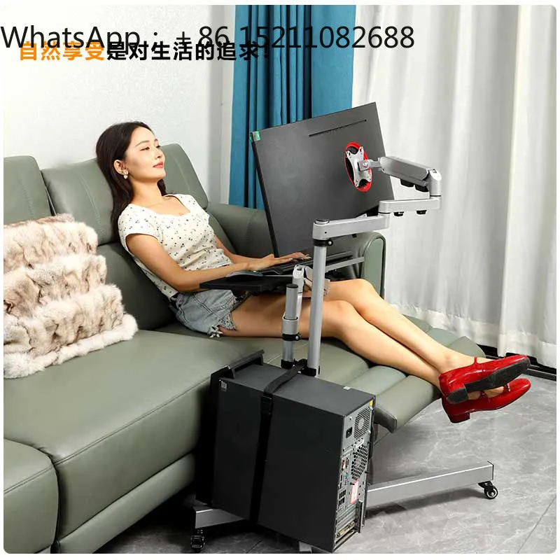 SCY bedside flat computer desk one-button air pressure lift display movable flip portable table