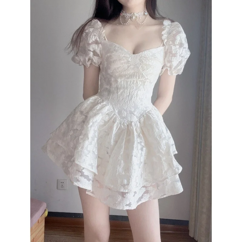

Women's Summer Dress2024New Style High-Quality French Style Petite White Puffy Escaping Princess Dress
