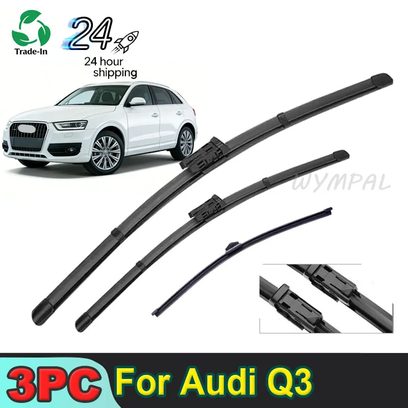 

3pc Wiper LHD Front & Rear Wiper Blades Set For Audi Q3 2011 - 2017 Windshield Windscreen Window Rain Brushes 24"+20"+16"