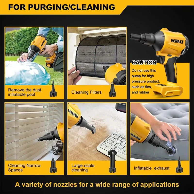 Dewalt Cordless Air Blower Brushless Dusting Machine Electric Dust Blower Inflator Handheld Fan For Dewalt 20V Battery