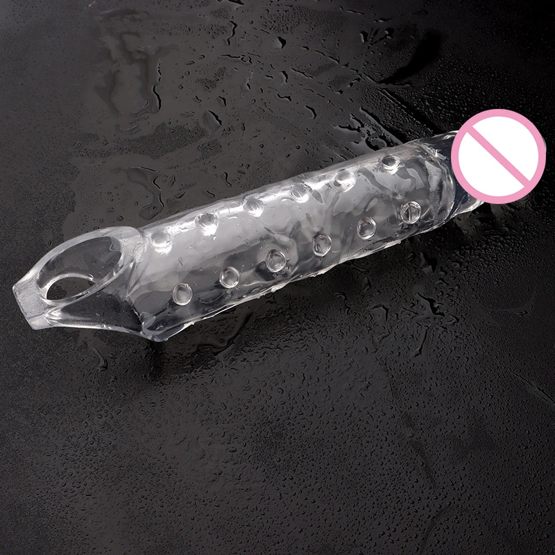 11inch Transparent Penis Extender Sleeve Bigger Realistic Sleeve Reusable Condom Cock Rings Delay Ejaculation Sex Toys For Men