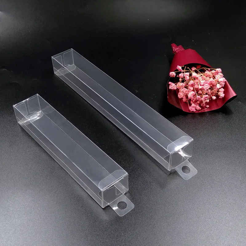 200pcs PVC Plastic Transparency Display Box For Dispensing Tube Perfume Spray Pen Slender Oil Bottle