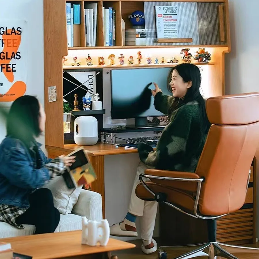 

Customizable Integrated Storage Bookcase Home Bedroom Study North American Cherry Wood Office Computer Desk