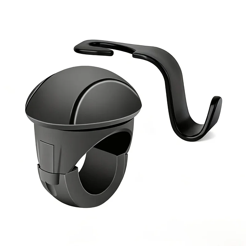 Anti slip silicone steering wheel with push ball and car hook, multifunctional one handed steering wheel assist