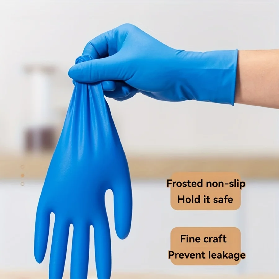 Vian Disposable Nitrile Gloves Thickeneded and Durable Non-Slip, Oil-Proof, Acid and Alkali Resistant Industrial Manufacturing Laboratory 100 Pieces