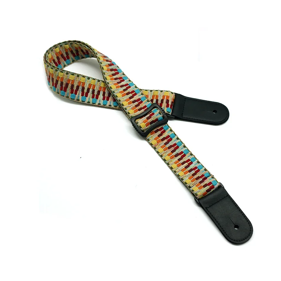 New Hawaii Guitar Ukulele Guitar Pure Cotton Woven strap Belt Adjustable Leather End Wholesale Musical Accessories