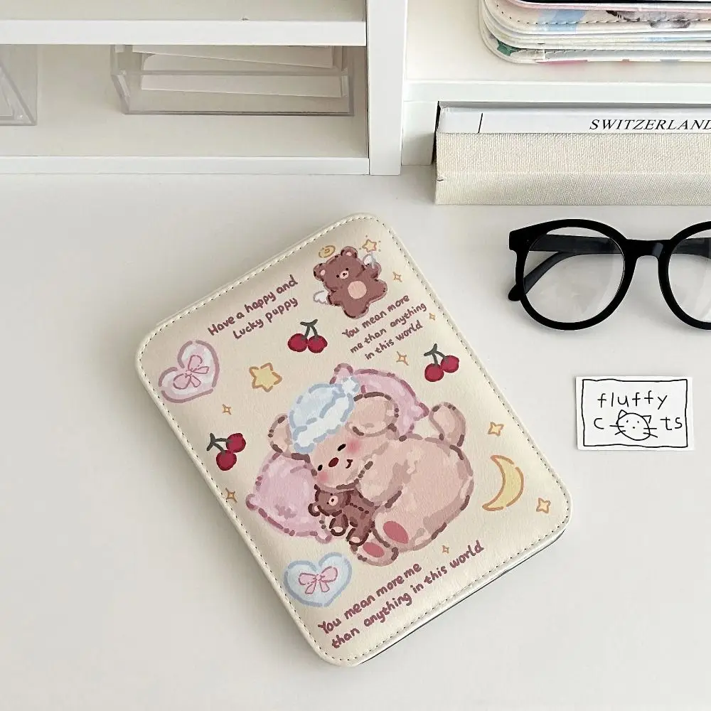 

Pu Leather Desktop Stand Mirror Cartoon Puppy Cat Fold Makeup Mirror Compact Cosmetic Mirror Light Weight Vanity Mirror
